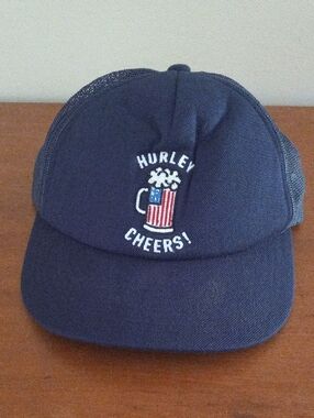 Hurley Navy Blue Trucker Cap with Patriotic Beer Mug Patch